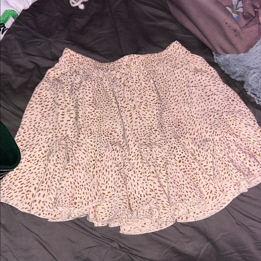 Aakaa Cream and Brown Mini Skirt
